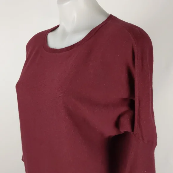Dotti Women's Top Size Small Maroon 3/4 Sleeve Hi-Low Hem Round Neckline Jumper - Picture 8 of 14